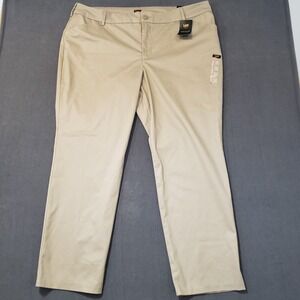 Lee Panta Plus Size 22W Wrinkle Free Straight Leg Tan Beige NWT